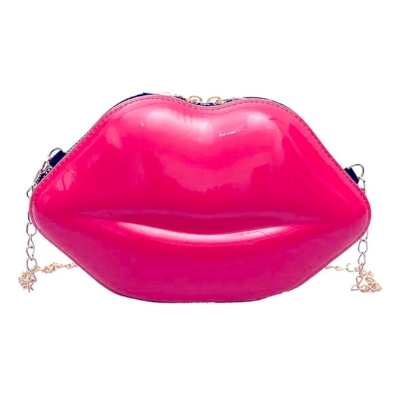 House Of Adornments Handbags - Hot lips purse super cute lip shaped clutch or shoulder bag in Hot Pink.